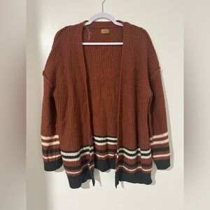 POL Rust and Black Striped Cardigan‎